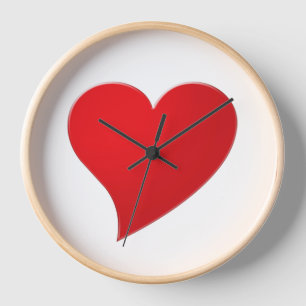 Cute red big heart minimalist modern Valentine's Clock