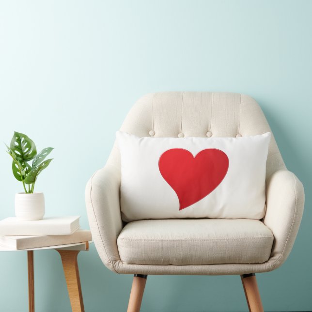 Cute red big heart minimalist modern Valentine's Lumbar Pillow (Chair)
