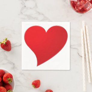 Cute red big heart minimalist modern Valentine's Napkins