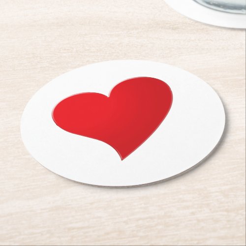 Cute red big heart minimalist modern Valentines Round Paper Coaster