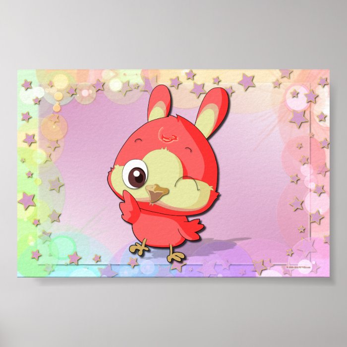 Cute Red Bird Funny Cartoon Character Poster