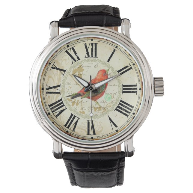 cute red bird roman numeric watch (Front)