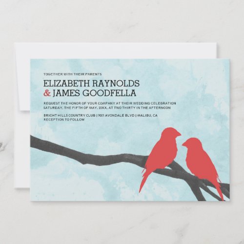 Cute Red Bird Wedding Invitations