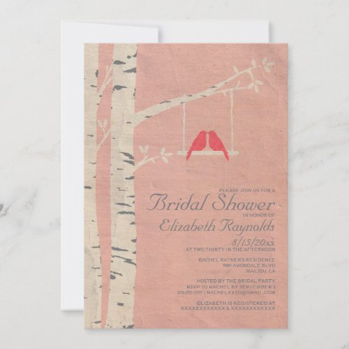 Cute Red Birds Bridal Shower Invitations