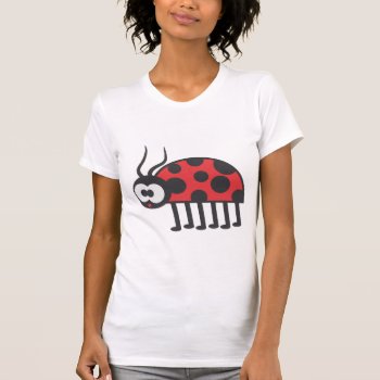 Cute Red Black Curious Ladybug And Spots  T-shirt by nyxxie at Zazzle