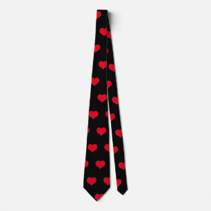 Cute Red Black Heart Valentines Day Pattern Love N Neck Tie
