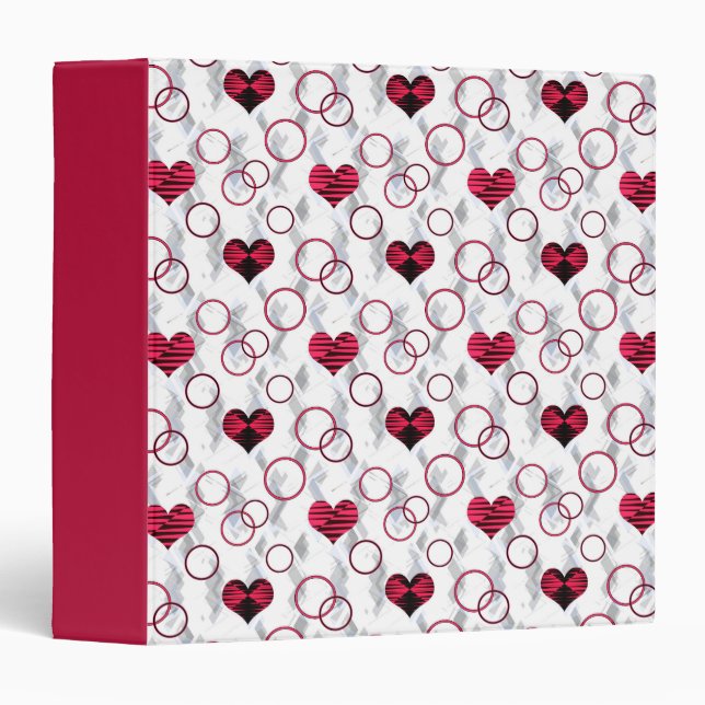 Cute red black hearts 3 ring binder (Front/Spine)