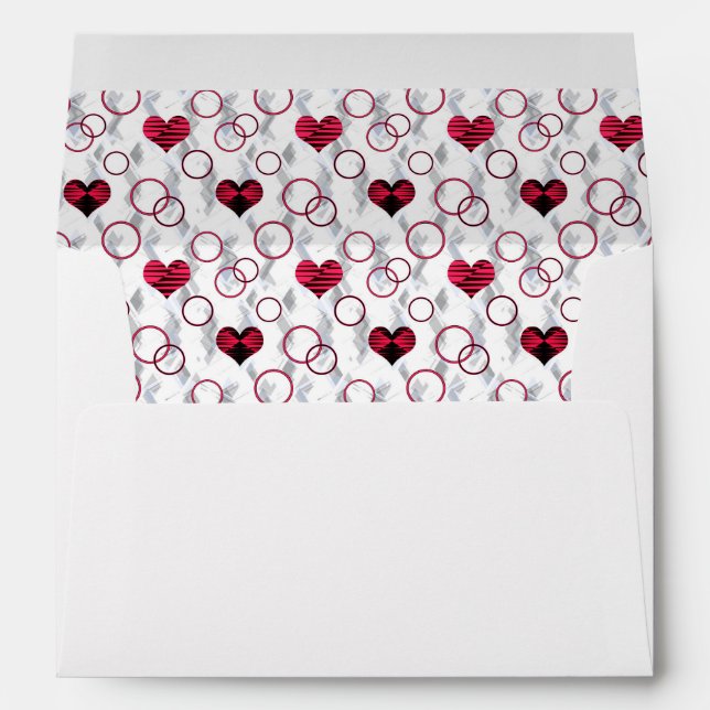 Cute red black hearts envelope (Back (Bottom))