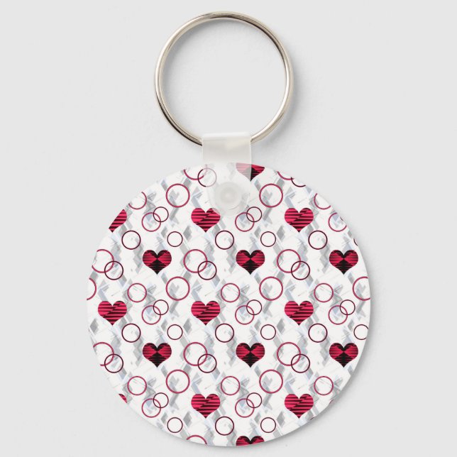 Cute red black hearts keychain (Front)