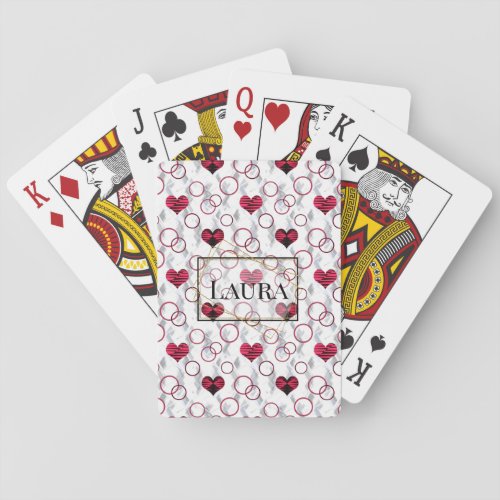 Cute red black hearts playing cards