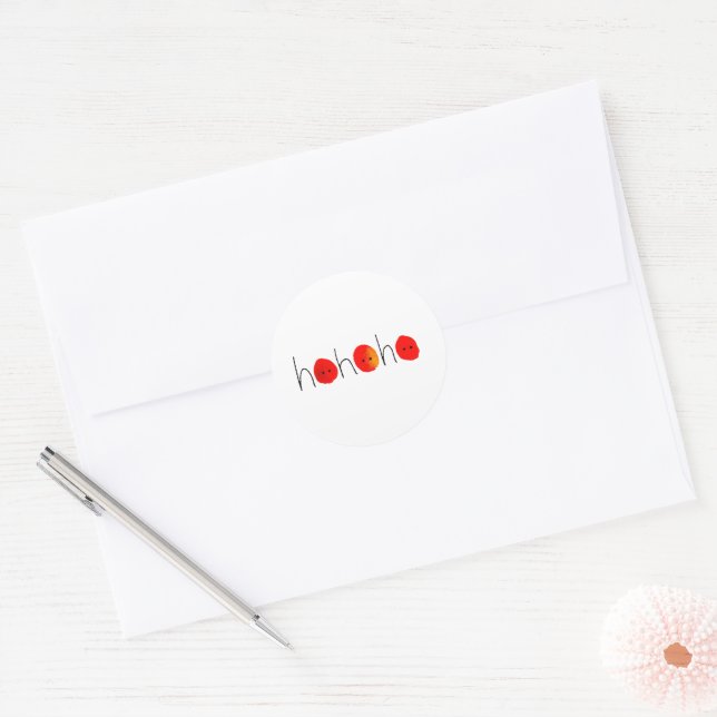 Cute Red & Black Ho Ho Ho Fun Christmas Classic Round Sticker (Envelope)