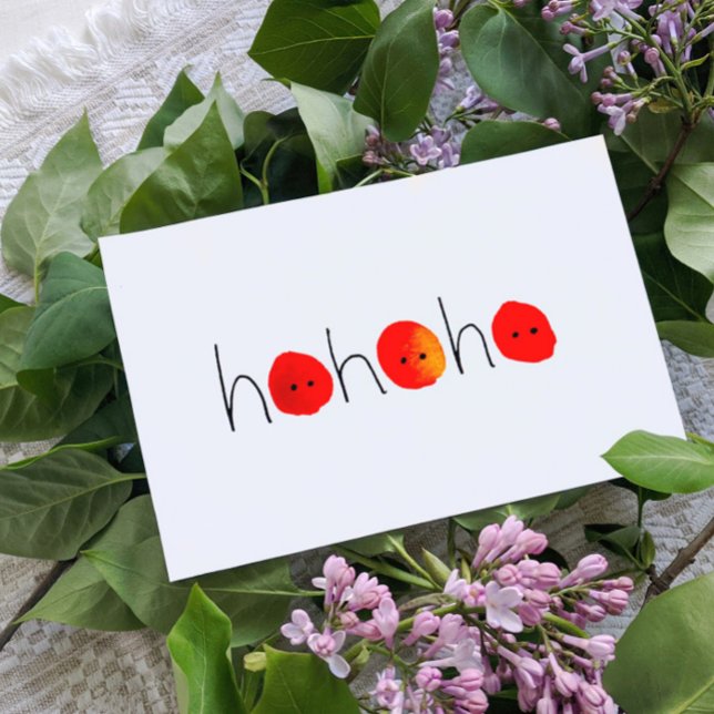 Cute Red & Black Ho Ho Ho Hand-painted Christmas Holiday Postcard (Creator Uploaded)