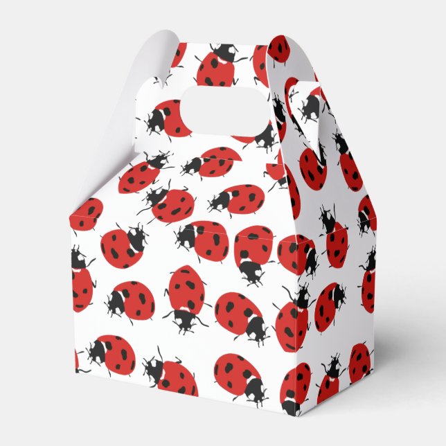 Cute Red & Black Ladybug Pattern  Favor Boxes (Front Side)