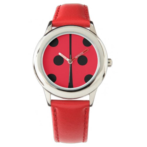 Cute Red Black Ladybug Polka Dots Watch