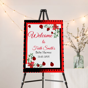 Cute Red & black Ladybugs Watercolor Flowers Foam Board