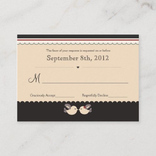 Cute Red &amp; Black Love Birds RSVP Cards Business Cards