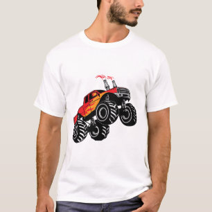 Cute Red Black Name Monster Truck T-Shirt