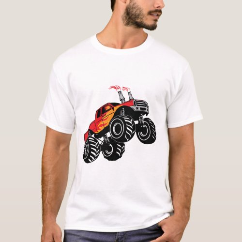 Cute Red Black Name Monster Truck T_Shirt