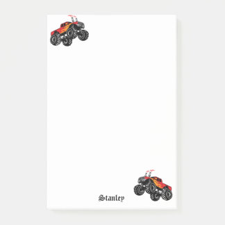 Cute Red Black Personalized Monster Truck Post-it Notes