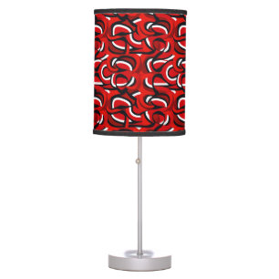 cute red black white tiled pattern table lamp