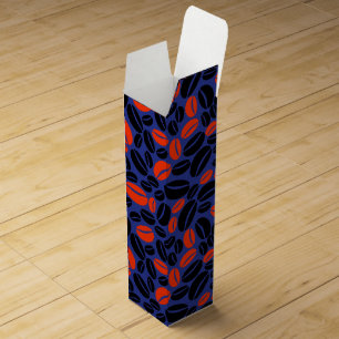 Cute Red Blue and Black Coffee Bean illustration Wine Box