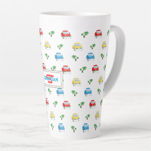 Cute Red, Blue and Yellow Cars Kids Cartoon Latte Mug