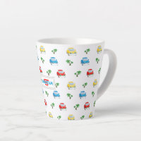 Cute Red, Blue and Yellow Cars Kids Cartoon Latte Mug