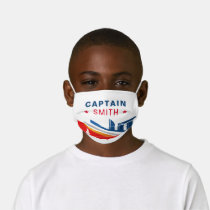 Cute Red Blue Nautical Ship Kids Name Kids' Cloth Face Mask