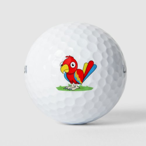 cute red blue parrot golf ball