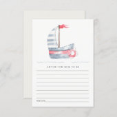 Cute Red Blue Sailboat Advice For Mum Baby Shower Enclosure Card (Front/Back)