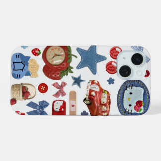 Cute Red Blue Vintage Collage Phone Case | Aesthet