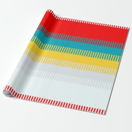 CUTE Red Blue Yellow Green Abstract Stripe Pattern Wrapping Paper