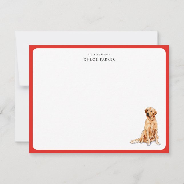 Cute Red Border Golden Retrie Christmas Thank you  Card (Front)