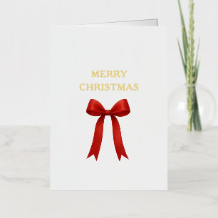 Cute Red Bow Merry Christmas Foil Holiday Card
