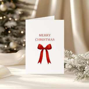 Cute Red Bow Merry Christmas Holiday Card