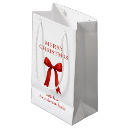 Cute Red Bow Merry Christmas Small Gift Bag
