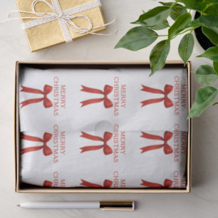 Cute Red Bow Merry Christmas Tissue Paper