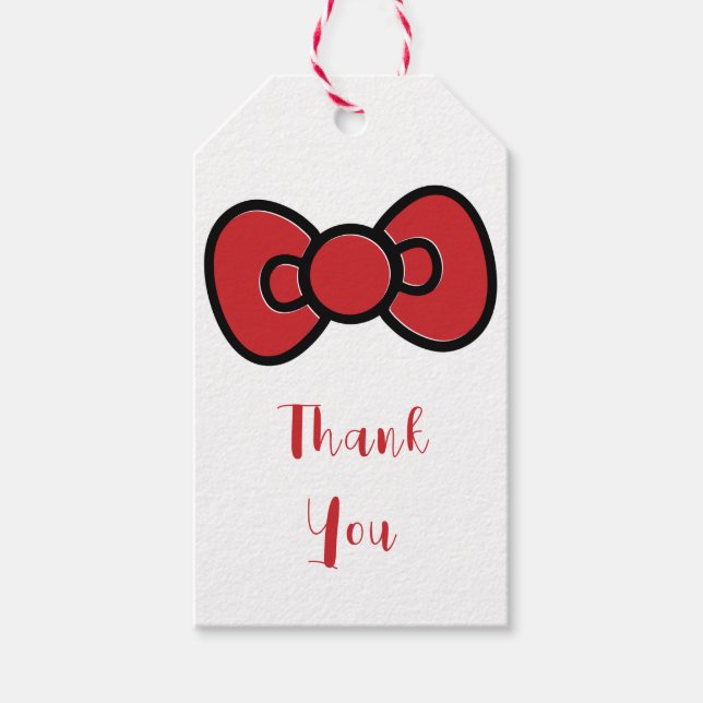 Cute Red Bow Whimsical  Gift Tags (Front)