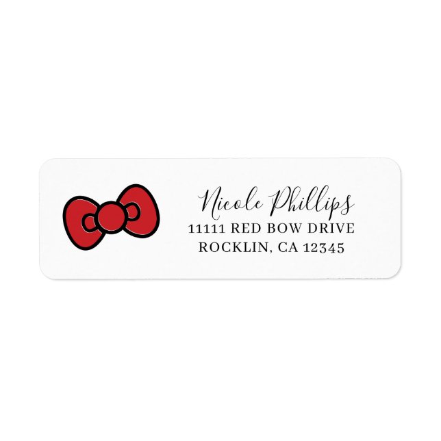 Cute Red Bow Whimsical  Label (Front)