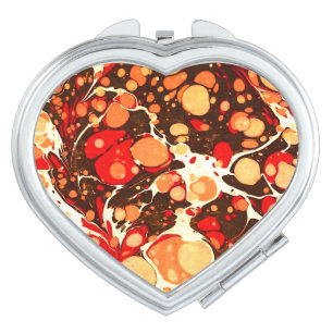 Cute red brown orange abstract stones compact mirror