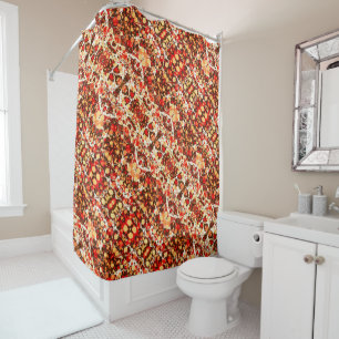 Cute red brown orange abstract stones shower curtain