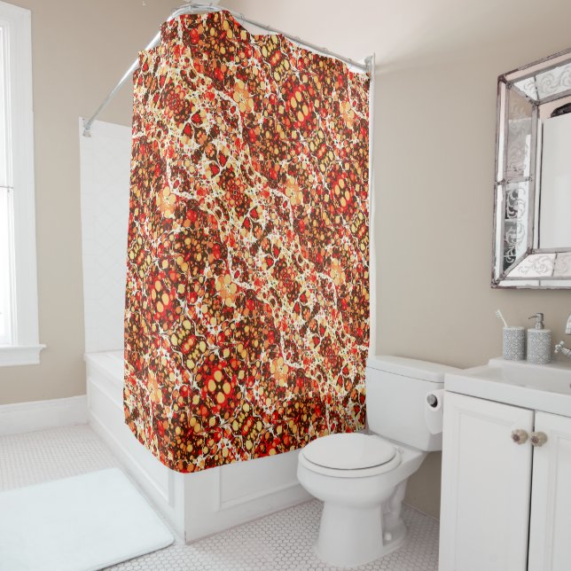 Cute red brown orange abstract stones shower curtain (In Situ)