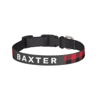 Cute Red Buffalo Plaid Personalized Dog Pet Collar