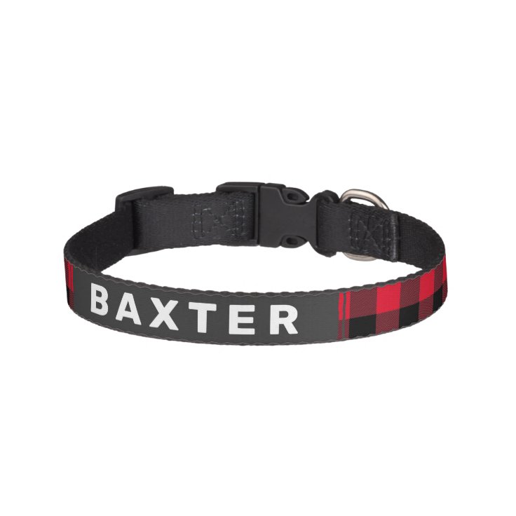 Cute Red Buffalo Plaid Personalized Dog Pet Collar Zazzle