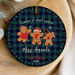 Cute Red Buffalo Plaid Teacher Appreciation Ceramic Ornament