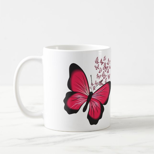 cute red butterfly coffee mug (Left)