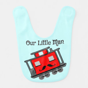 Cute Red Caboose with Mustache Bib