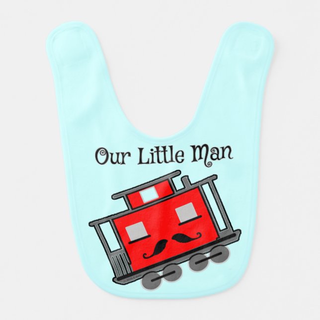 Cute Red Caboose with Mustache Bib (Front)