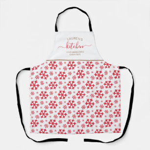 Cute Red Calligraphy Holiday Apron