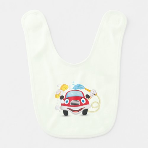 Cute Red Car Illustration - Fun Baby Bib Design